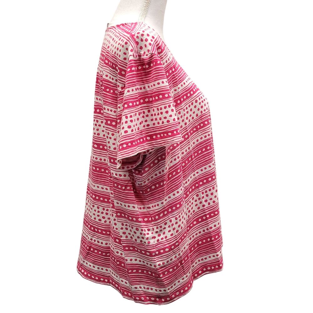 Chico's T-Shirt Top Women's 3, XL Pink Polka Dot Scoop Neck Short Sleeve Boxy - Picture 4 of 7